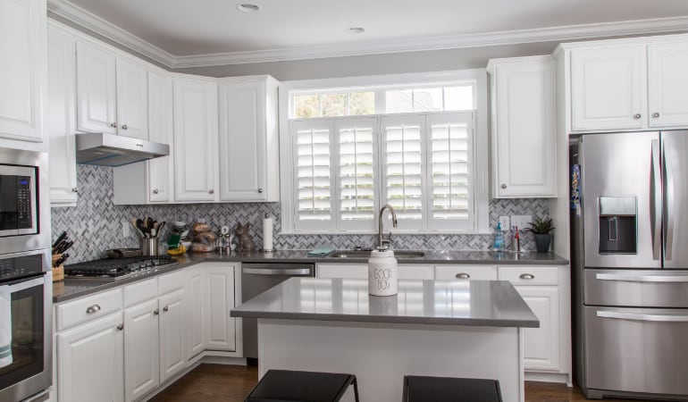 Polywood shutters in a Indianapolis gourmet kitchen.